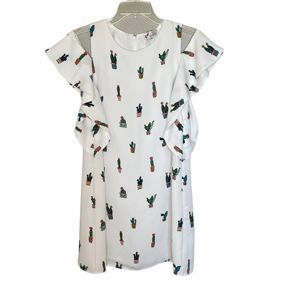 Fasha white cactus print dress size S